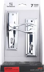 Sandleford Lupton Door Handle Lock Lever Set - Polished Chrome