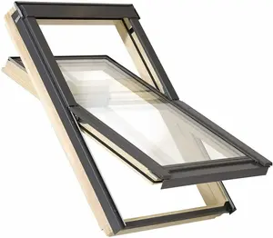 YARDLITE Roof Window Grey / Pine Wood Centre Pivot Loft Skylight Unvented - C2A - 55cm x 78cm, TFX Tile Flashing