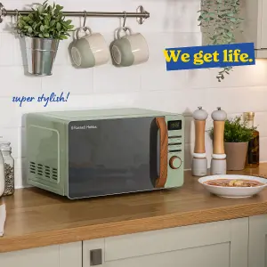 Russell Hobbs Scandi Microwave 17 Litre 700W Matt Green Wood Effect Digital RHMD714MG-N