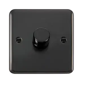 Curved Black Nickel 1 Gang 2 Way LED 100W Trailing Edge Dimmer Light Switch - SE Home