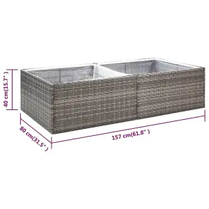 Berkfield Garden Planter Grey 157x80x40 cm Poly Rattan