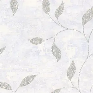 Boutique Ornamental Leaf Silver Textured Floral Wallpaper