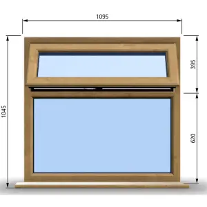 1095mm (W) x 1045mm (H) Wooden Stormproof Window - 1 Top Opening Window -Toughened Safety Glass