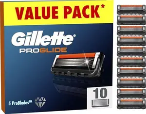 Gillette Proglide Razor Blades Men, Pack Of 10 Razor Blade Refills With Precision Trimmer, 5 Anti-Friction Blades(Packaging May Vary)