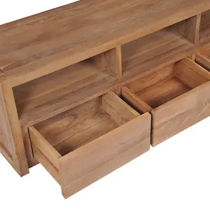 Berkfield TV Cabinet Solid Teak Wood with Natural Finish 120x30x40 cm