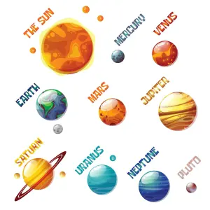 Walplus Colourful Solar System Kids Sticker PVC Orange