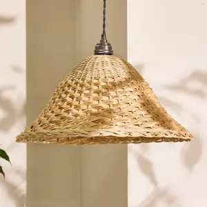 Traditional Rattan Two Tone Easy Fit Decor Ceiling Shade H22 x D44cm