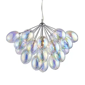 Luminosa Infinity Pendant Chrome Effect Plate & Dichroic Glass 6 Light Dimmable IP20 - G9