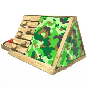 Rebo Mini Wooden Climbing Pyramid Adventure Playset - Den and Slide - Camo