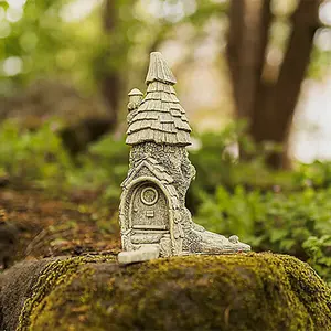 Fairy Castle Garden Ornament Distressed White Stone Effect