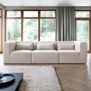 Doris Modular 4 Seater Sofa in White Cord Chenille