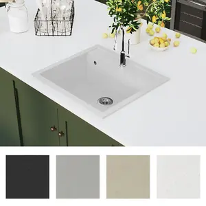 Berkfield Granite Kitchen Sink Single Basin White