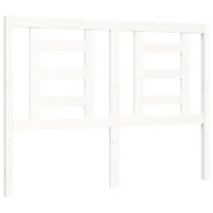 Berkfield Bed Frame with Headboard White Small Double Solid Wood