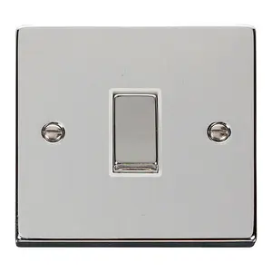 Polished Chrome 10A 1 Gang 2 Way Ingot Light Switch - White Trim - SE Home