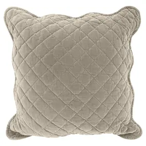 Monterra Cotton Geometric Square Velvet Luxury Cushion Cushion Cream