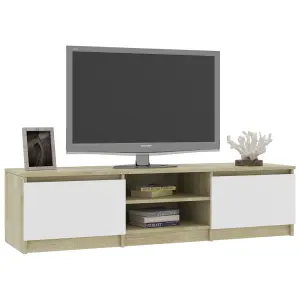 Berkfield TV Cabinet White and Sonoma Oak 140x40x35.5 cm Engineered Wood