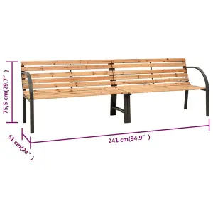 Berkfield Twin Garden Bench 241 cm Chinese Fir Wood