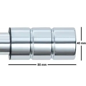 A.Unique Home Plain Barrel Metal Extendable Curtain Pole with Rings and Fittings (25/28mm) - Nickel, 70cm - 120cm  Approx