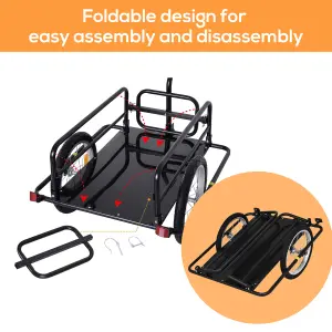 HOMCOM Folding Bicycle Cargo Storage Cart and Luggage Trailer with Hitch