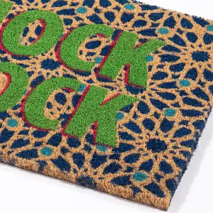 Traditional Knock Knock Patterned Home Décor Coir Doormat 60cm x 40cm