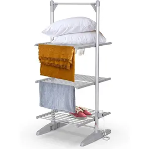 Electric 3-Tier Heated Clothes Dryer Airer Dry Clothing Folding Drying Rack