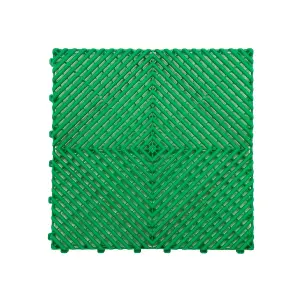 Nicoman Heavy Duty Vented Interlocking Garage Tiles - 40cm x 40cm - Green - Pack of 30