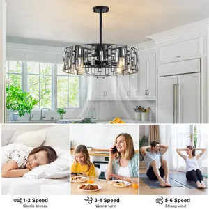 50cm Crystal Caged Chandelier Ceiling Fan with Light and Remote Control