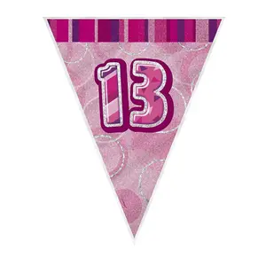 Unique Party Foil 13th Birthday Bunting Glitz Pink (One Size)