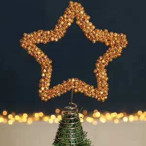 Jingle Bell Star Tree Topper Gold