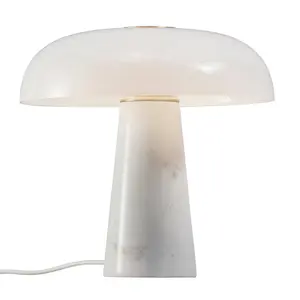 Nordlux DFTP Glossy Indoor Living Dining Bedroom Table Lamp In Opal White (Diam) 32cm