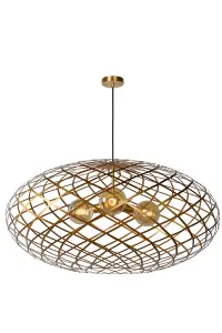 Lucide WOLFRAM - Pendant light - 100 cm - 3xE27 - Matt Gold / Brass