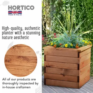 Set of 2 HORTICO™ Wooden Planter, 47cm Square Planter Box, Made in the UK Scandinavian Red Wood Outdoor Plant Pots H39 L47 W47 cm