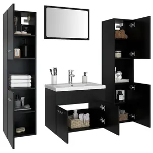 Berkfield Bathroom Furniture Set Black Engineered Wood