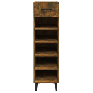 Berkfield Shoe Cabinet Smoked Oak 30x35x105 cm Engineered Wood