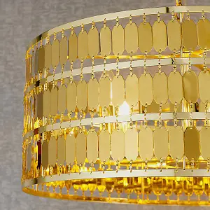 Luminosa Eldora 5 Light Round Ceiling Pendant Gold Effect Plate, E14