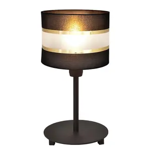 Luminosa Helen Table Lamp With Round Shade Black, Gold 20cm