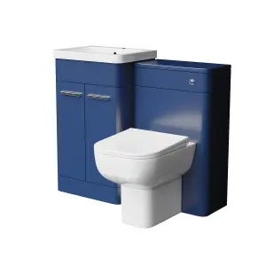 Nes Home 500mm Freestanding Vanity Unit with Basin,Back to Wall Toilet, WC unit Royal Blue