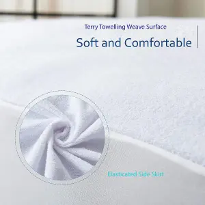 Terry Mattress Protector 100% Cotton Waterproof Mattress Protector Non- Allergenic & Breathable Absorbent Deep Mattress Protector