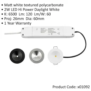 Recessed Emergency Ceiling Guide Light Kit - Daylight White LED - Matt White