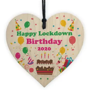 Happy Lockdown Birthday Gift For Him Her Wooden Heart Quarantine Gift Keepsake