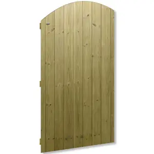 Premier Garden Supplies Pedestrian Gate 180cm (6ft) High x 90cm Wide Tongue & Groove Arch Top Semi-Braced Single Swing Gate