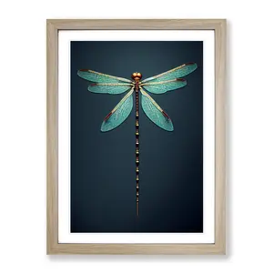 Dainty Dragonfly - Single Picture Frame Print Oak / 64cm H x 46cm W x 2cm D