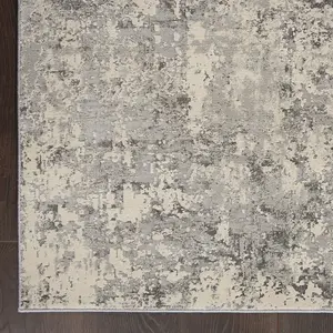 Grey Beige Luxurious Modern Easy to Clean Abstract Rug For Dining Room Bedroom And Living Room-66cm X 230cm