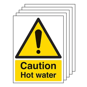 CAUTION HOT WATER Temperature Warning Sign - Self Adhesive 100x150mm