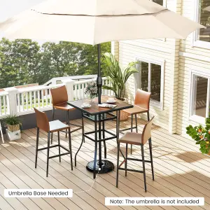 COSTWAY Patio Bar Table 70cm Square Garden Table w/ 39 mm Umbrella Hole