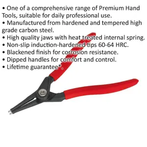 170mm Spring Loaded Straight Nose External Circlip Pliers with Non-Slip Tips for Precision Work