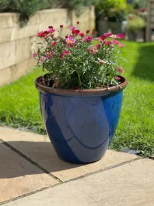 38cm Running Glaze Planter - Blue