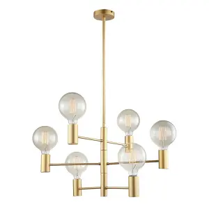 Luminosa Modern Hanging Pendant Fixed Golden Matt 6 Light , E27