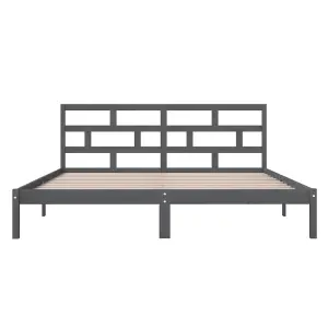 Berkfield Bed Frame Grey Solid Wood 135x190 cm 4FT6 Double