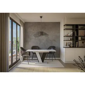 Extendable Dining Table Ameila Light Grey/Black